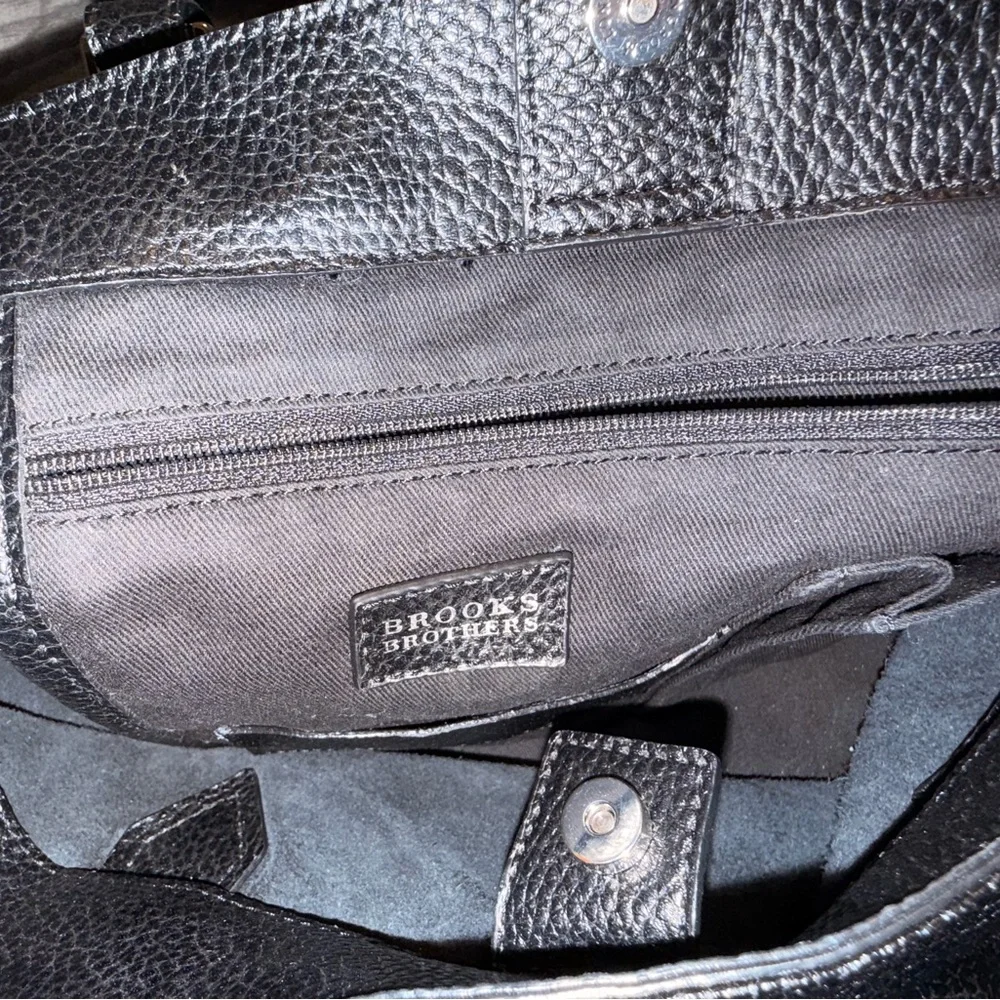 Vintage Brooks Brothers Black Genuine Leather Work Tote - Picture 5 of 8